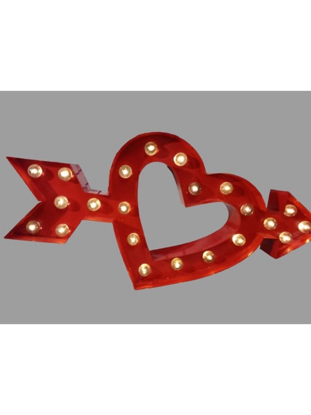 Red Heart & Arrow Marquee Sign Wall Hanging LED Light 17.5 Inch Works